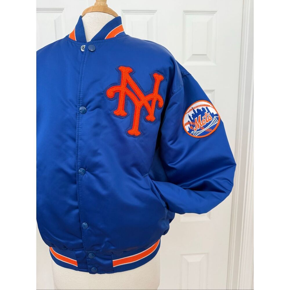 Vtg NY Mets Starter Insulated Snap-Front Dugout Jacket Large MLB Made in USA